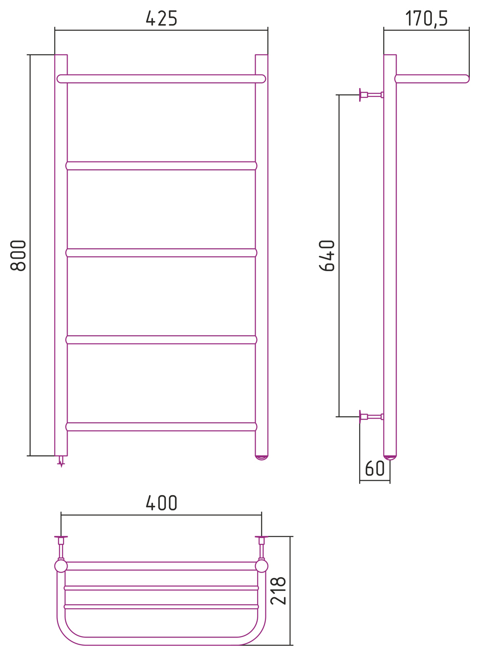 Полотенцесушитель электрический Стилье Формат №30 800x400